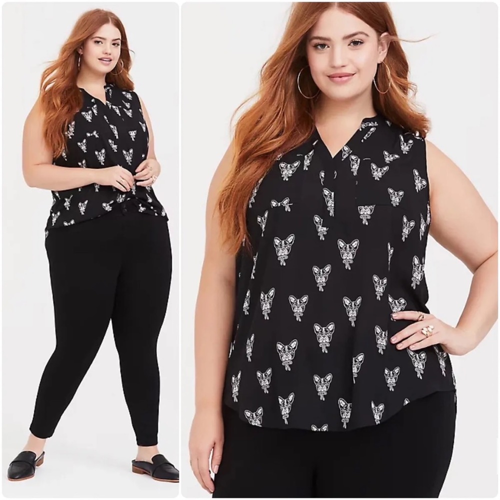 TORRID Harper French Bulldog Tank - Black Size 1